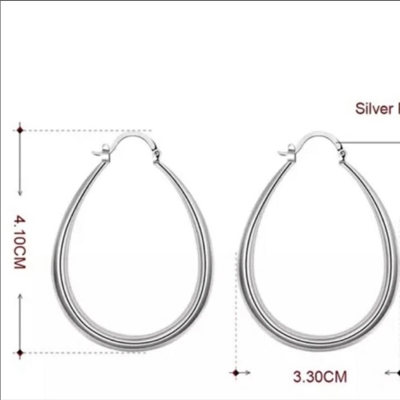 NEW LUXURY 925 Sterling Silver Oval Hoop Earrings - Picture 4 of 4